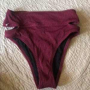 Burgundy high waisted swim bottoms